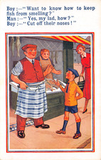 X L  OLD COMIC POSTCARD FISHMONGER GOOD PLUS VERY GOOD