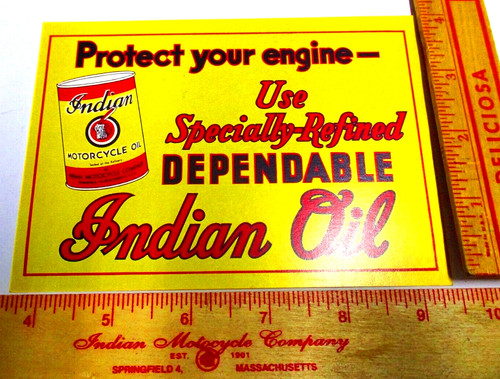 Indian motorcycle oil - oil, postcard