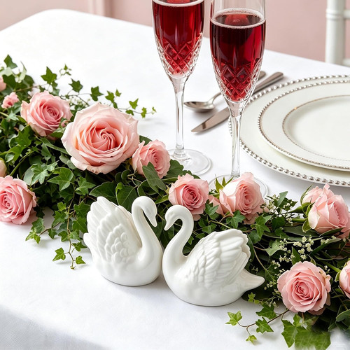 2pcs white swan - 2pcs, cake