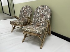 Angraves Of Leicester Pair Of Bamboo Cane Rattan Lounge Chairs Mid Century VTG