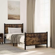 WALPLUS Metal Bed Frame Smoked