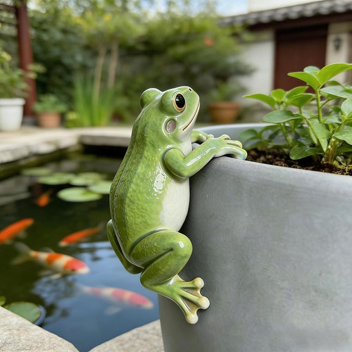 Resin frog figurine hanging - frog,