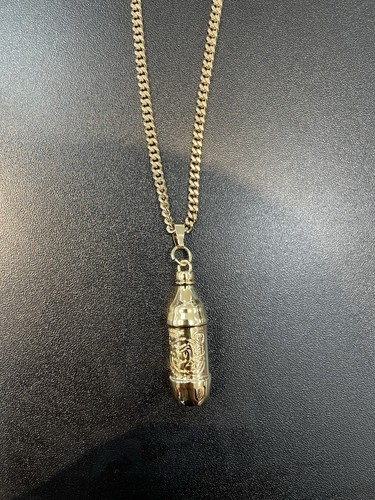 Gold tone bottle - gold, pendant