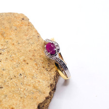 18ct Yellow Gold Ruby and Diamond Ring Size N½  - 3.9 Grams