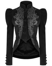 Punk Rave Womens Gothic Riding Jacket Coat Black Velvet Lace Steampunk Victorian