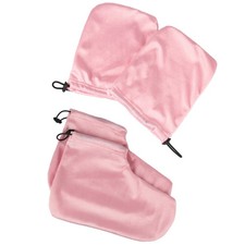 2 Pairs Paraffin Therapy Cotton Plush Foot Covers and Gloves Wax Bath Set