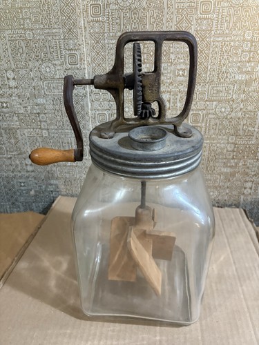 Vintage butter churn glass - butter,