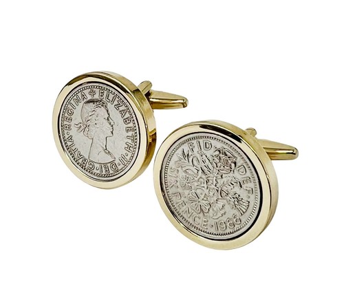 Lucky sixpence cufflinks with - cufflinks,