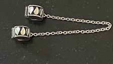 Genuine SILVER Chamilia Bracelet Charm Leaves SAFETY CHAIN CHAM