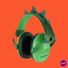 CUMUNEBULA Children's Ear Defenders, Dinosaur Design, 28dB SNR, Green, Age 3-16