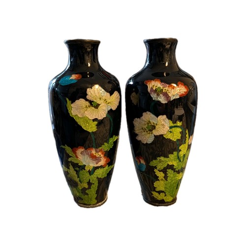 Pair meiji ginbari - pair, cloisonné