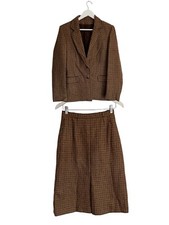 Vintage Haute Couture Wurmser Wool Skirt Suit Designer Size 38 12 10 Check