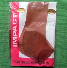 Impact Sheer Reinforced Heel Toe RHT VINTAGE Stockings Medium Size 9 Bronze