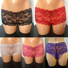 SEXY Ladies Boyshort Boxers Knickers Panties Lace Floral Underwear NEW