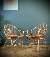 Pair of French Vintage Rattan