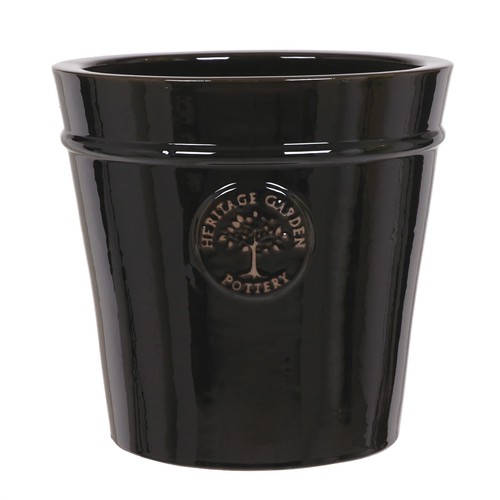 Black ceramic planter - black,