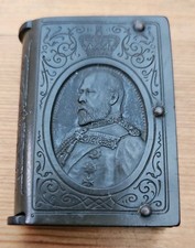 Antique King Edward VII Bakelite Vulcanite Vesta Case Match Box Book Coronation
