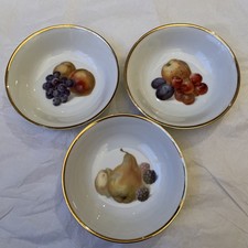Thomas Bavaria Set of 3 Bowls with Gold Trim Fruit Design 14cm
