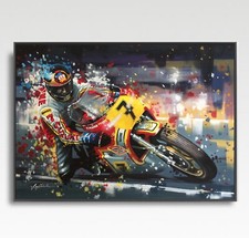 Barry Sheene MotoGP A3 print from painting by Greg Tillett poster Wall art