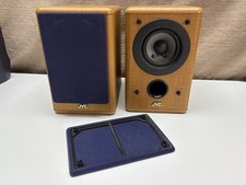 JVC SP-UXT55 Small Bookshelf Speakers Brown Wooden with Blue Covers 4 ohms, 20w