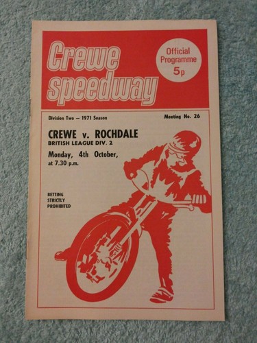 Crewe speedway 1971 original - speedway,