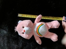 2002 Vintage Mini Care Bear Soft Toy Pink Bear Plush  Heart  Approx 9 Inches