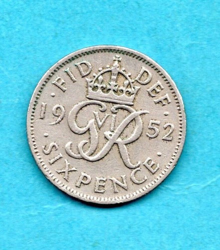 1952 sixpence coin - coin, of
