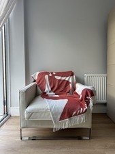 White Leather Armchair with Metal Legs for Living Room