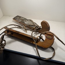 Vintage Antique Pair Falcon Buddy Snow Skate American MFG Wood Falconer NY USA