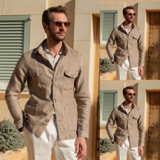 Linen Mens Safari Jacket