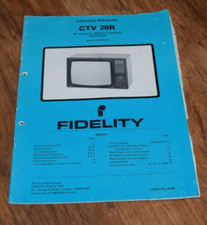 RARE FIDELITY CTV 20R Colour Television TV SERVICE MANUAL Vintage 