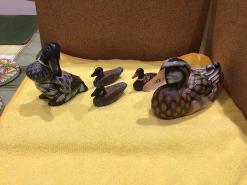 Hand carved wooden ducks - 5,