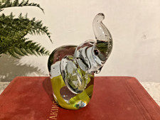 Clear and Green Glass Elephant