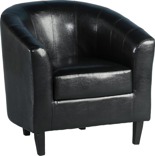 Black leather tub chair - pu,