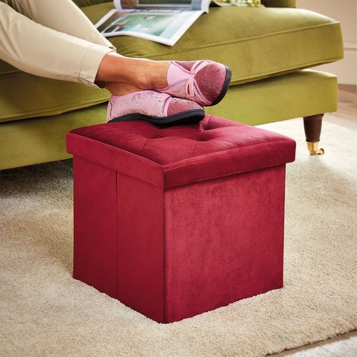 Velvet foldable footstool - velvet,