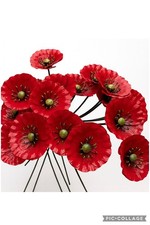 Metal Poppy Garden Stakes Memorial Ornament Decor Remembrance Day Flower Gift