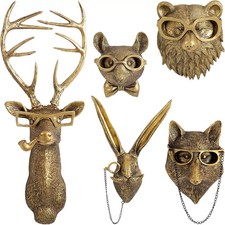 Animal Heads Wall Decor, Faux Deer Head Mount, Resin Wall Hanging Decoration