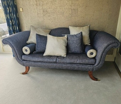 Blue and cream large chaise - cream,