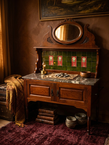 Antique marble top washstand - antique,