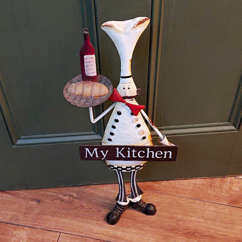 Painted metal chef - metal,