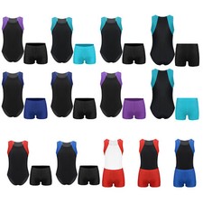 Kid Boys Gymnastics Leotard with Shorts Activewear Ballet Dance Unitard Tank Top