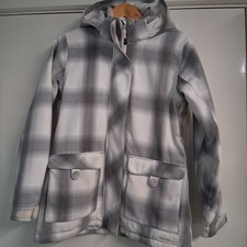 Merrell Ladies Opti-shell Opti-warm Ski Jacket Snow Grey White Plaid Size 8/10 S