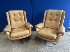 2 Vintage Swivel Armchairs / Egg chairs Schreiber 1960s 70s Retro Faux Leather?