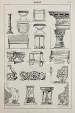 Roman Furniture Styles - 1904 Large Antique Print