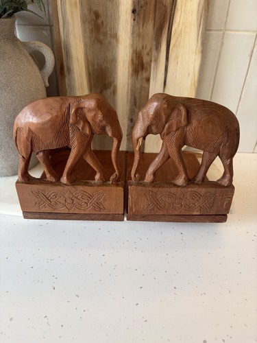 Vintage pair hand carved - of,