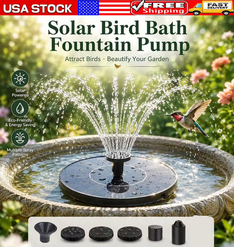 Solar power bird - bath, fountain