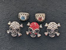 5 Ladies Dress Rings Eyeballs and Skull & Crossbone Diamante Goth Fancy Dress
