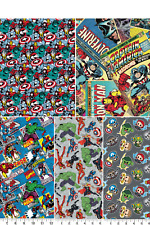 Marvel Avengers Cotton Fabric Action Power Hero Line Art Kawaii Comic Burst 43"