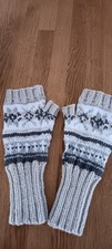Winter Fingerless Mittens Hand Knitted Size M