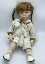 Large Leonardo Collection Porcelain Doll Gril With Teddy 53cm